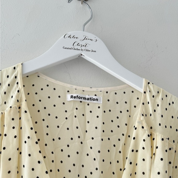 REFORMATION Carina Ivory Polka Dot Wrap Midi Dress M - Picture 5 of 5